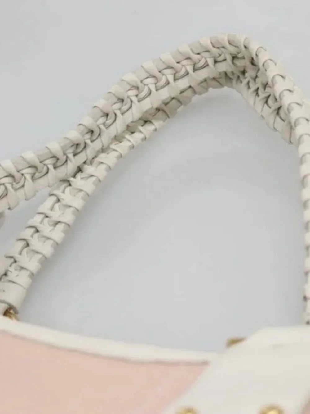 Salvatore Ferragamo Gancini Tote Bag Canvas Leather Pink White gold Auth EC754